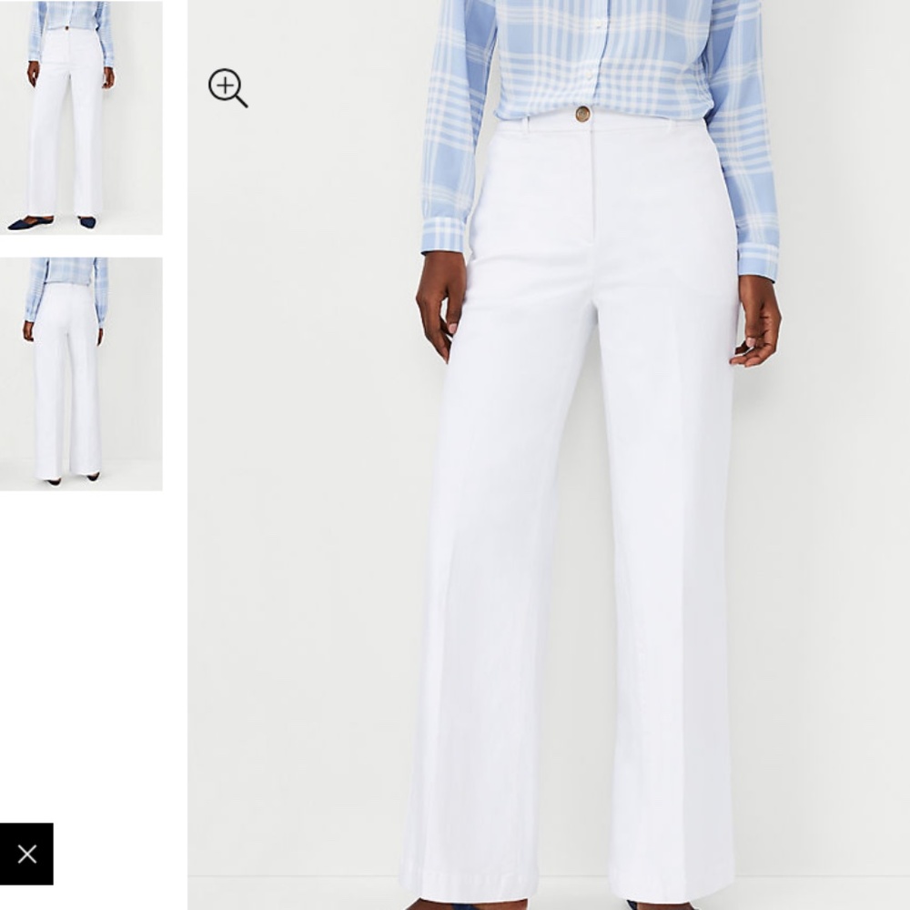 Ann Taylor Wide Leg Cotton Pants White Sz 4 NWT